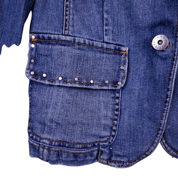 Vintage Tommy Hilfiger Women’s Denim Jacket Medium Blue Single Button Jean Coat - Picture 6 of 13